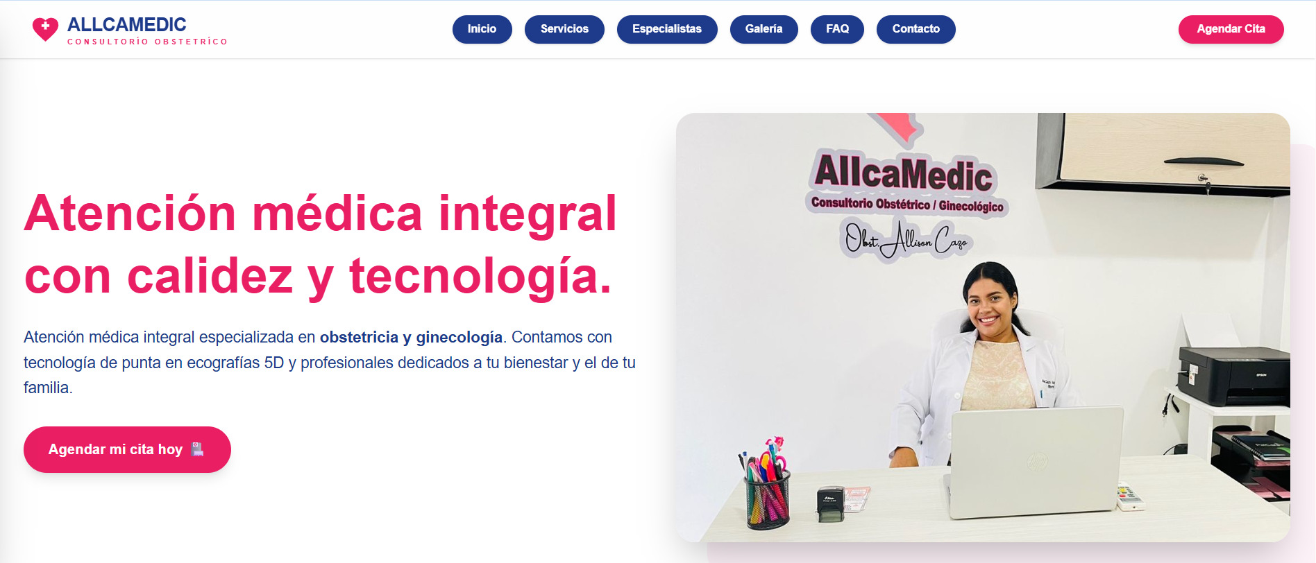 Allcamedic sitio web realizado con React, Tailwind CSS y Vite